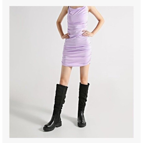 Women's Fashion Thick Heel Riding Boots Black Side Zipper Durable Elegant 7.5 - Picture 7 of 16